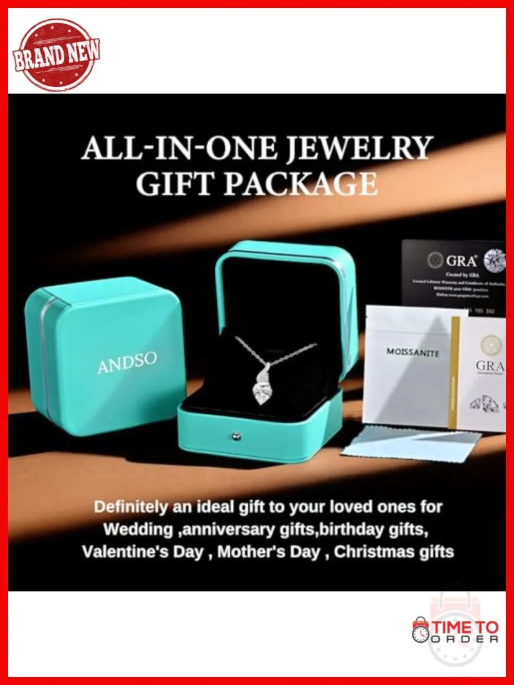 Heart Moissanite Pendant Necklace Rhodium Plated Stainless Steel